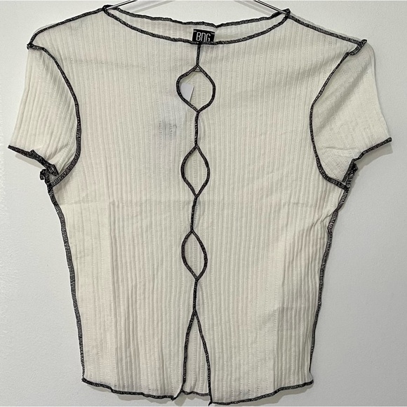 BDG Urban Outfitters NWT Ivory Cut Out Piped Seam Top - Picture 4 of 6